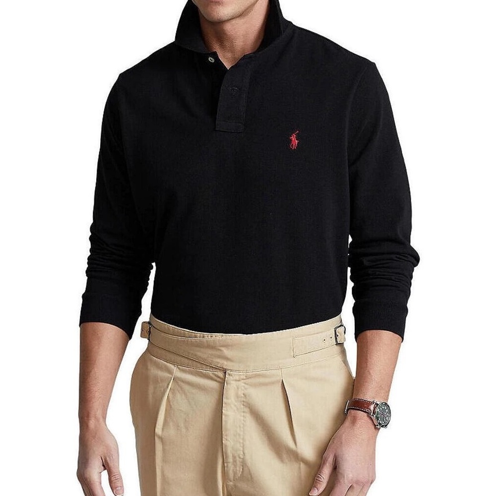 NWOT Ralph Lauren Basic Mesh LS Shirt.   Note, red horse applied to collar